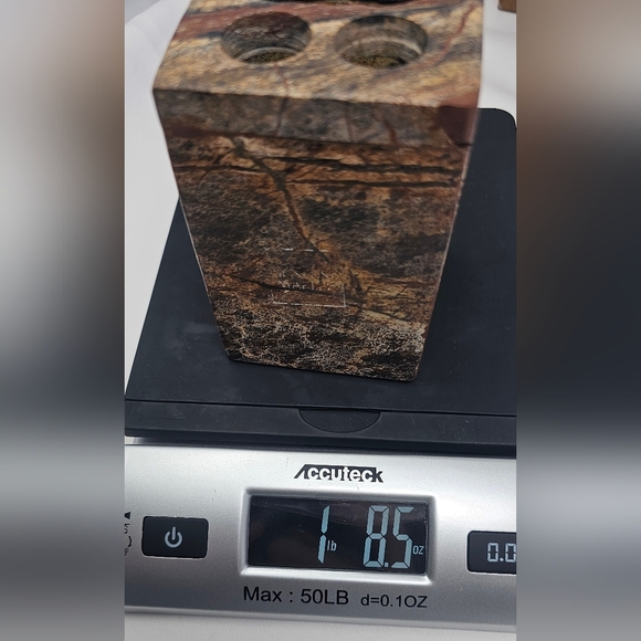 Genuine Marble Bathroom Vanity Brown Tan 2 Toothbrush/Toothpaste Holder - Picture 14 of 14